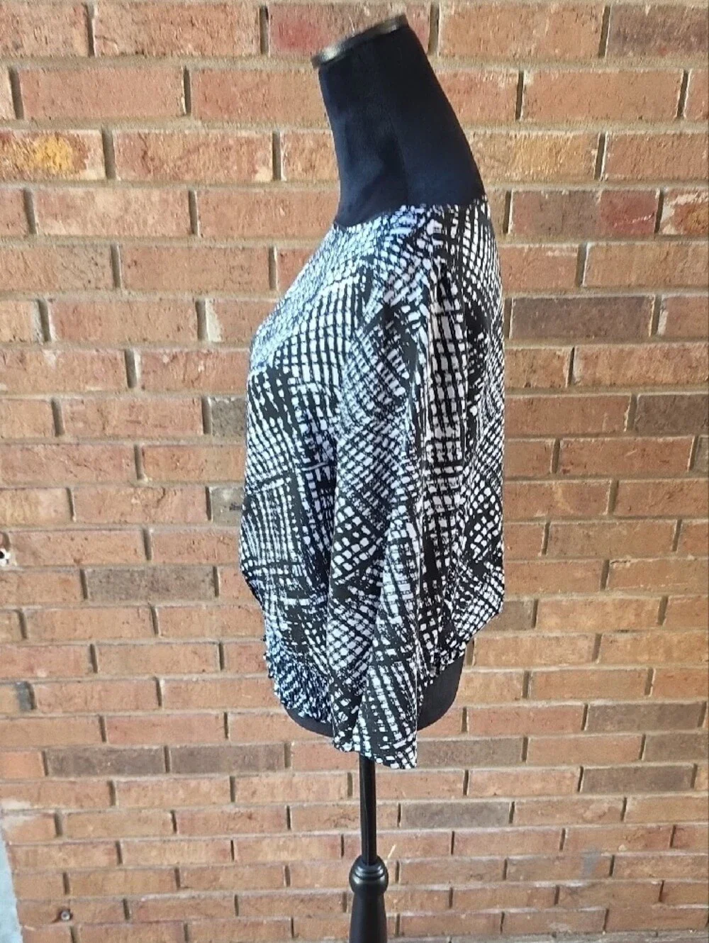 Michael Kors Black and White Patterned Blouson Tunic Size M